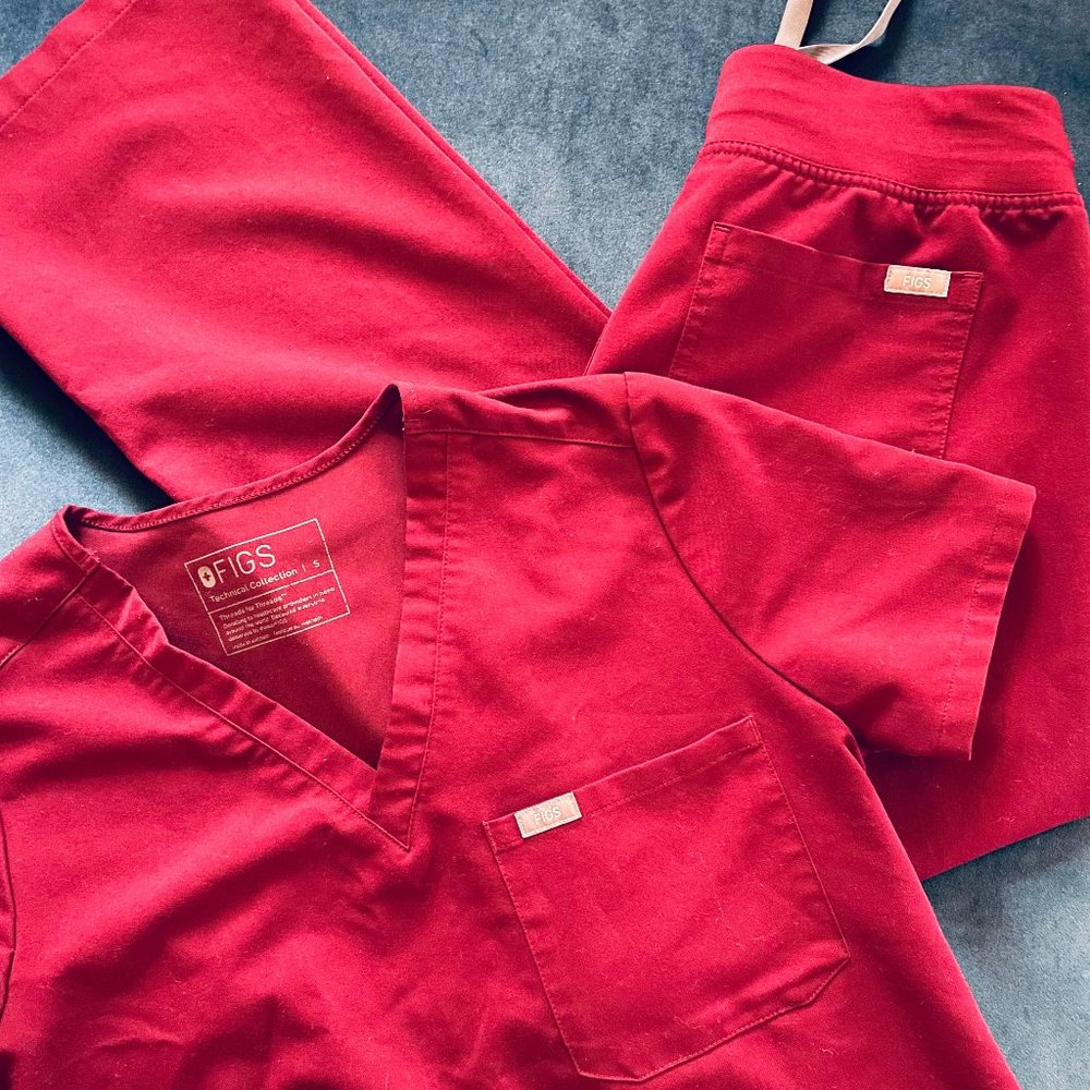 FIGS Scrubs Women Small Maroon - Top + Bottom!